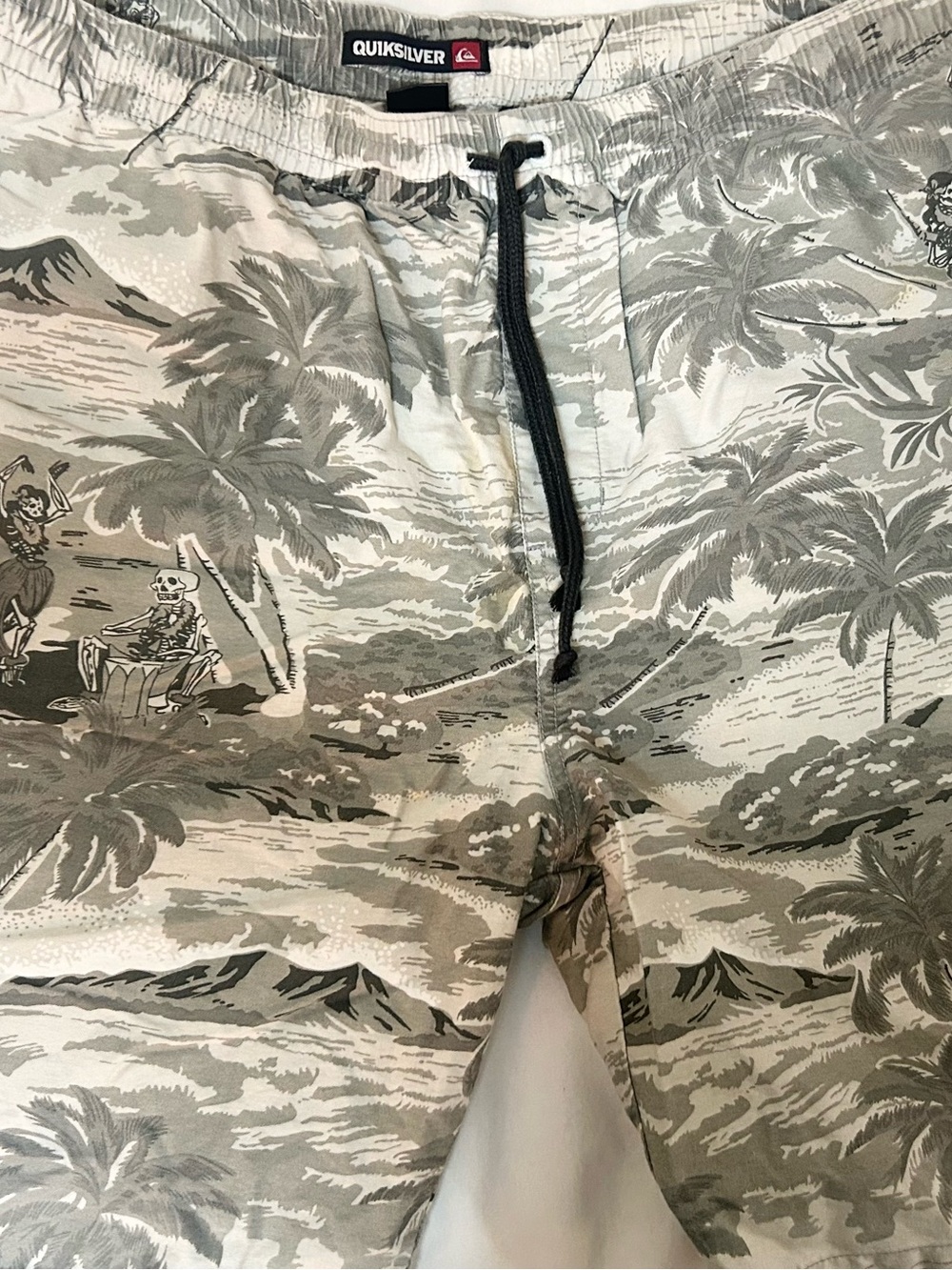 Quiksilver Olive and Gray Tropical Print Swim Shorts